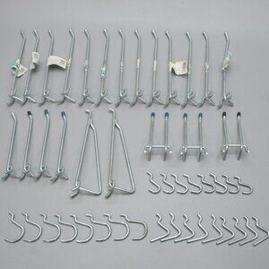 Lot 47 Pegboard 1/4" Hooks J 6/8" Shelf Hangers Garage Tool Storage Hanging Set